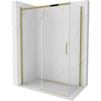 Mexen Omega výsuvná sprchová kabina 140 x 80 cm, průhledná, zlatá - 825-140-080-50-00
