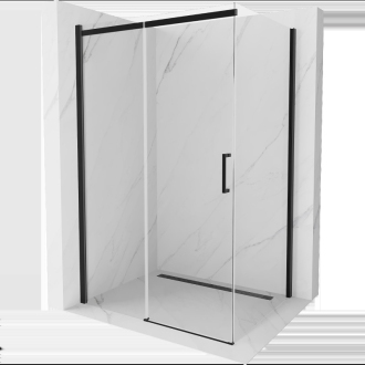Mexen Omega výsuvná sprchová kabina 100 x 90 cm, průhledná, černá - 825-100-090-70-00
