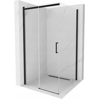Mexen Omega výsuvná sprchová kabina 100 x 100 cm, průhledná, černá - 825-100-100-70-00