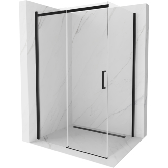Mexen Omega výsuvná sprchová kabina 110 x 80 cm, průhledná, černá - 825-110-080-70-00