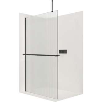 CERANO Sprchová zástěna Walk-in Onyx Top L/P +držák černá mat, rýhované sklo 90x200