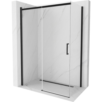 Mexen Omega výsuvná sprchová kabina 150 x 80 cm, průhledná, černá - 825-150-080-70-00