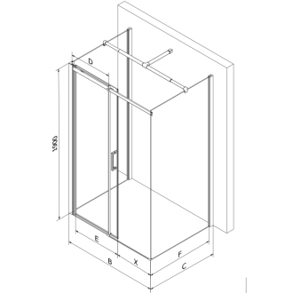 Mexen Omega 3stěnný sprchový kout, výsuvný 100x80, transp., chrom 825-100-080-01-00-3S