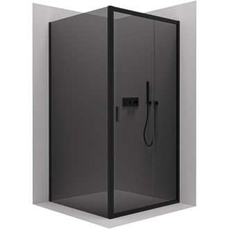 CERANO Sprchový kout Varone LINE L/P černá mat, grafitové sklo 90x90 posuvný