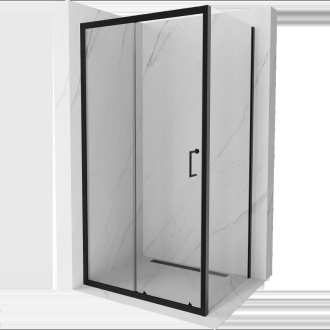 Mexen Apia výsuvná sprchová kabina 140 x 90 cm, průhledná, černá - 840-140-090-70-00