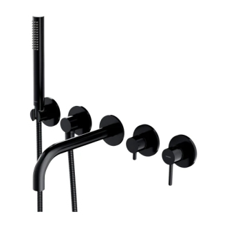 Omnires Y pět otvorová podomítková vanová baterie s hubicí, černý polomat Y1237-1BL