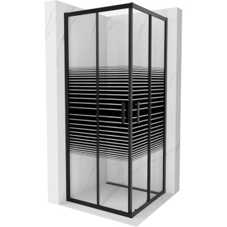 Mexen Rio čtvercový sprchový kout 80 x 80 cm, pruhy, černá - 860-080-080-70-20