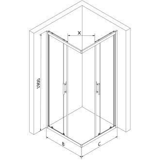 Mexen RIO sprchový kout 90 x 90 cm, sklo satén, černá 860-090-090-70-30