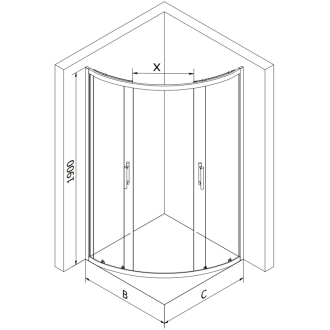 Mexen Rio sprchový kout půlkruhový 90 x 90 cm, pruhy, zlatá - 863-090-090-50-20
