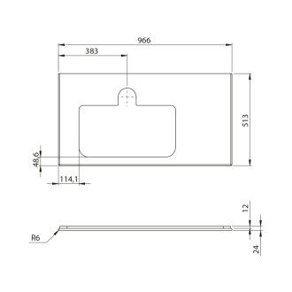 BRAHEA deska rockstone s otvorem 96,6x51,5cm, levá, bílá mat BT097-0101-L