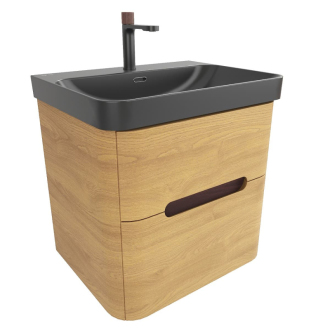 Koupelnová skříňka s umyvadlem SAT Fusion 57,5x53x45 cm dub medový mat SATFUSION260DMBKMB