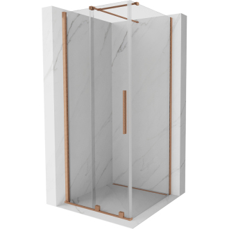 Mexen Velar vysouvací sprchový kout 90x90, transp., kartáč. měď 871-090-090-01-65