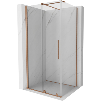 Mexen Velar výsuvný sprchový kout 120x85, transp., kartáč. měď 871-120-085-01-65