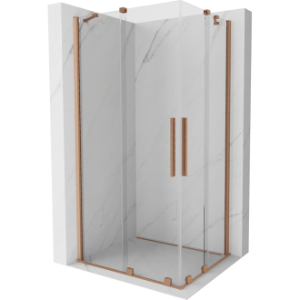 Mexen Velar Duo vysouvací sprchový kout 100x90, transp., broušená měď 871-100-090-02-65