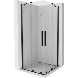 Mexen Velar Duo výsuvná sprchová kabina 80 x 80 cm, průhledná, černá - 871-080-080-02-70