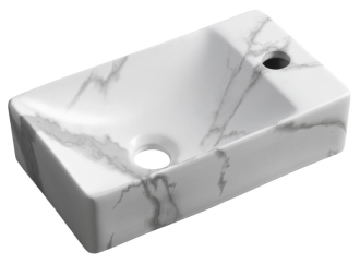MARGITHA keramické umývátko 38x22cm, otvor pro baterii vpravo, carrara