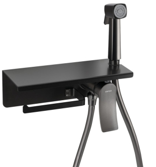 Podomítková bidetová baterie se sprškou a držákem toaletního papíru, gun metal TJ040GM