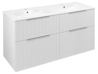 CIRASA umyvadlová skříňka s dvojumyvadlem 121x66x46cm, bílá mat strip CR121-3131S-21