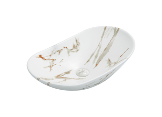 Umyvadlo na desku SAT Infinitio 61,5x36 cm mramor bílý mat bez přepadu SATINF61536MR