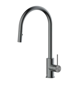 Dřezová baterie SAT Aurum s vytahovací sprškou, 2 proudy broušený gun metal SATBAUR286BGM