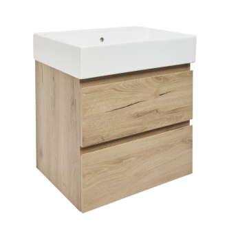 Koupelnová skříňka 2 zásuvková s umyvadlem SAT B-Way 59x50x45 cm dub mat BWAY260OAKU2BI