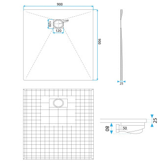 REA Magnum sprchová vanička 90x90 šedá REA-K4106