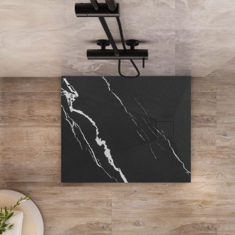 REA Magnus Carrara sprchová vanička 90x90 černá REA-K7008
