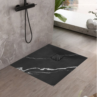 REA Magnus Carrara sprchová vanička 90x90 černá REA-K7008