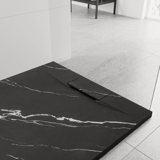 REA Bazalt Carrara sprchová vanička 90x90 černá REA-K7003