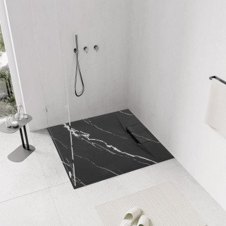REA Bazalt Carrara sprchová vanička 90x90 černá REA-K7003