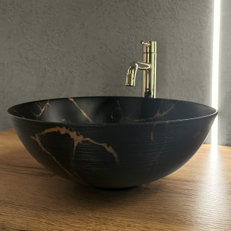 Rea Umyvadlo na desku Stella Black Marble Brush REA-U9086