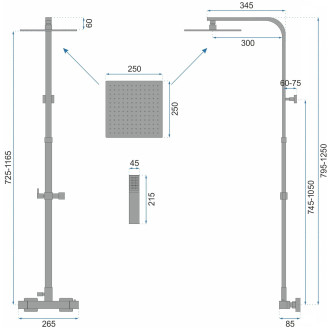 Rea Sprchový set s baterií termost a hlavovou sprchou UltraSlim 20 Milan REA-P0222