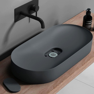 REA Iris umyvadlo na desku - konglomerát, 71cm, šedá matná  REA-U4306