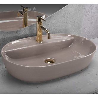 REA Aura 61 umyvadlo na desku, Beige Shiny  REA-U6381