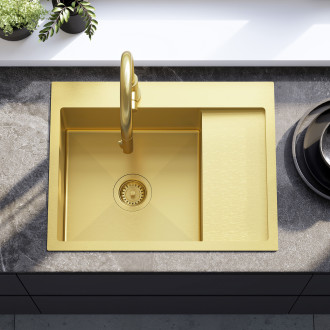 Rea Ocelový dřez Fin BRUSH GOLD ZLE-06013