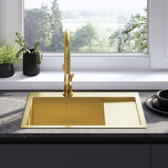 Rea Ocelový dřez Fin BRUSH GOLD ZLE-06013