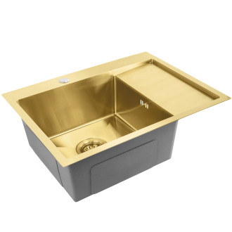 Rea Ocelový dřez Fin BRUSH GOLD ZLE-06013