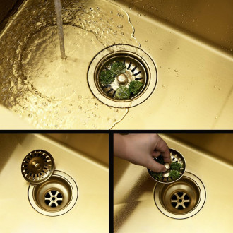 Rea Ocelový dřez Fin BRUSH GOLD KPL-96013