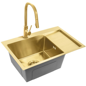 Rea Ocelový dřez Fin BRUSH GOLD KPL-96013