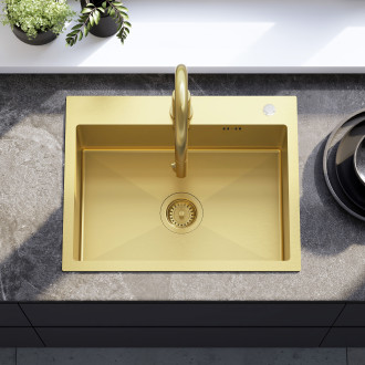 Rea Ocelový dřez Liam BRUSH GOLD KPL-96007