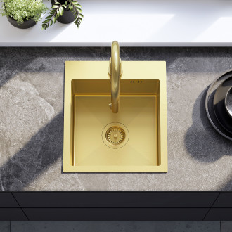 Rea Ocelový dřez Leo 40 BRUSH GOLD ZLE-06001