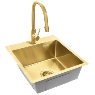 Rea Ocelový dřez Leo 40 BRUSH GOLD ZLE-06001