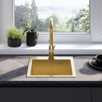 Rea Ocelový dřez Leo 40 BRUSH GOLD KPL-96001