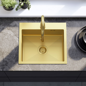 Rea Ocelový dřez Leo 50 BRUSH GOLD KPL-96004