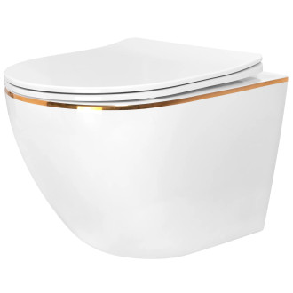 Rea Závěsná WC mísa Rea Carlo Tornado Rimless Flat GOLD EDGE REA-C4800