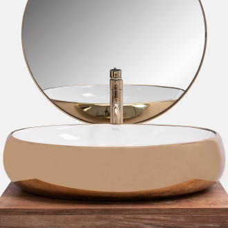 REA Umyvadlo na desku Melania Gold/White REA-U1050