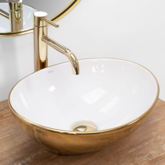 REA Umyvadlo na desku Sofia Gold/white REA-U0456
