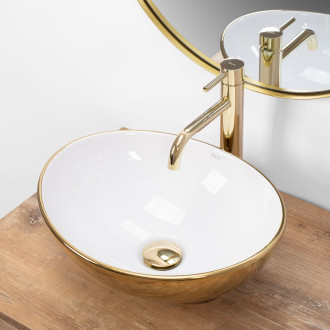 REA Umyvadlo na desku Sofia Gold/white REA-U0456