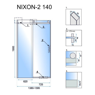 Rea Posuvné sprchové dveře Nixon-2 140, pravé REA-K5007