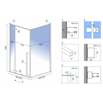 Sprchový kout REA FARGO 90x90 - matný černý